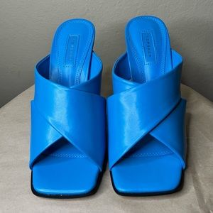 Topshop Womens High Heel | Skyla Blue Mules